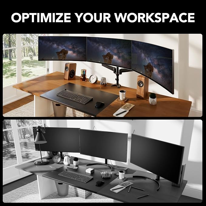 HUANUO Triple Monitor Mount for 17 to 32 inch Screens, Adjustment Triple - Image 7