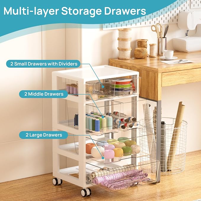 Vtopmart Plastic Drawer Storage Orangizer, 4 Tier 6 Drawers - Image 4
