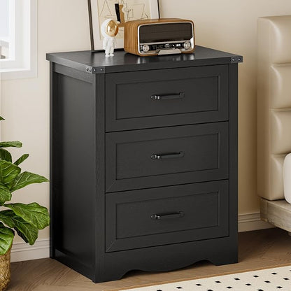 3-Drawer Dresser for Bedroom, Small Wooden Chest of Drawers by BORNOON