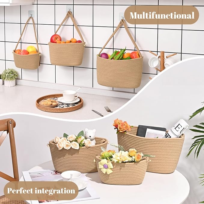 Hanging Basket, 3-Tier Woven Wall Basket - Image 2
