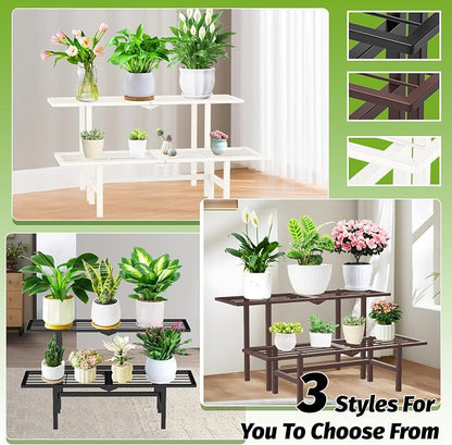 2 Tier Plant Stand Outdoor Indoor, Separated Tiered Folding Metal Plant Shelf - Image 8