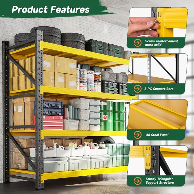 Letaya 3000LBS Heavy Duty Storage Shelves, 4 Tier Large Tall Industrial Shelving - Image 5