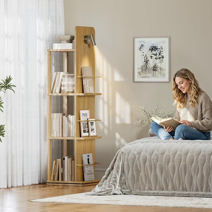 Rotating Bookshelf Tower w/Light, 15.4''/Shelf - Image 6
