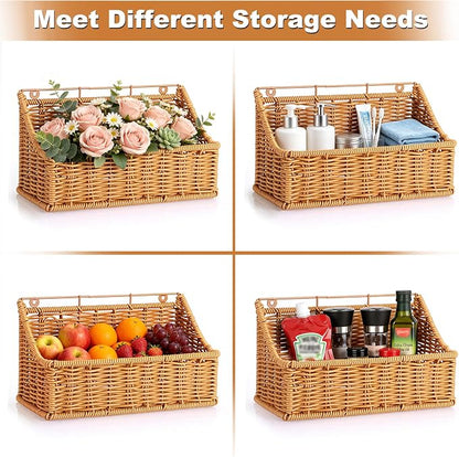 OwnMy 2PCS Plastic Wicker Hanging Basket Wall Mount Fruit Storage Baskets | - Image 8