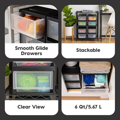 IRIS USA 6 Qt. Plastic Drawer Storage Organizer Stacking Drawers, Stackable Unit - Image 4