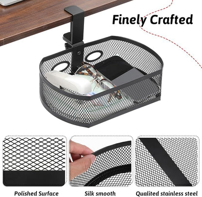 Under Desk Storage Drawer Organizer, Clamp on Under Table Shelf Hanging Desk - Image 3