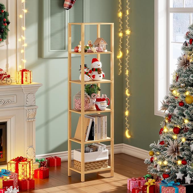 TUTOTAK Bookshelf, 6-Tier Tall Narrow Book Shelf - Image 9