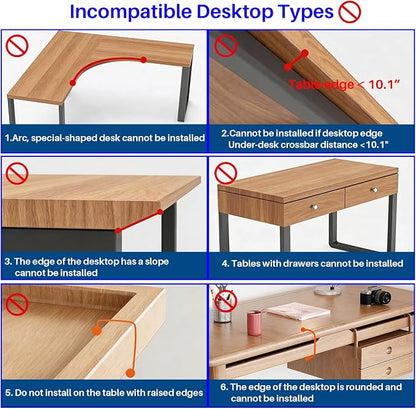 No Drill Under Desk Laptop Mount, Metal Under Desk Storage Shelf - Image 3