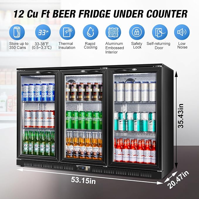 Beverage Refrigerator, 53.15W Inch 12 Cu.Ft Drink Fridge, Back Bar Beer Fridge - Image 6