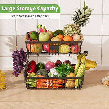 2 Tier Fruit Basket for Kitchen Counter - Image 2