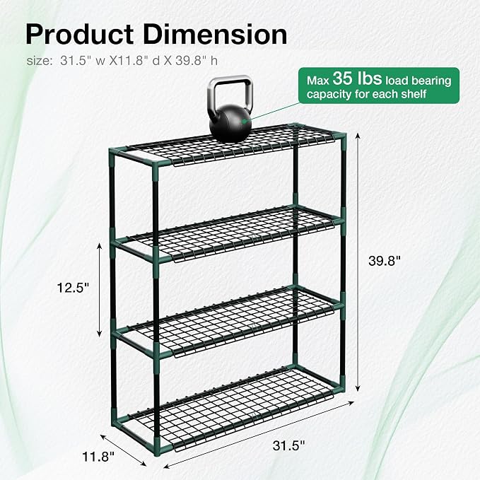 Joyside Outdoor Plant Shelves, 4 Tier 2 Pack Metal Stable Greenhouse Shelving - Image 3