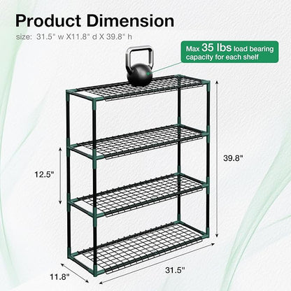Joyside Outdoor Plant Shelves, 4 Tier 2 Pack Metal Stable Greenhouse Shelving - Image 3
