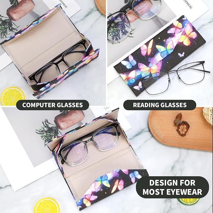 Foldable Glasses Case, Magnetic PU Leahter Sunglasses Case, Cute Hard Shell - Image 2