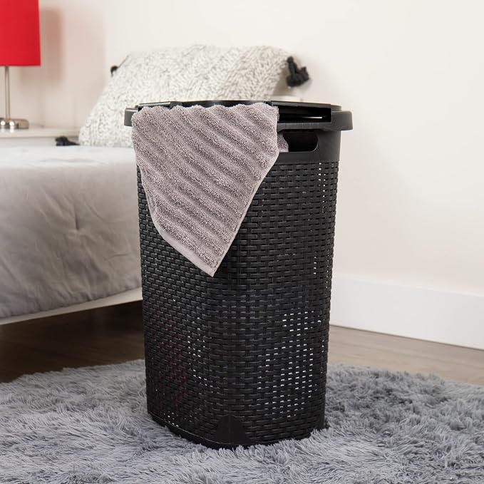 Mind Reader 60L Slim Laundry Hamper, Clothes Basket, Wicker Design, 17.65"L x - Image 2