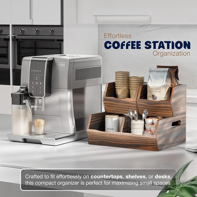 Acacia Wood Pantry Storage Bins – Stackable Open Front Kitchen Baskets - Image 6