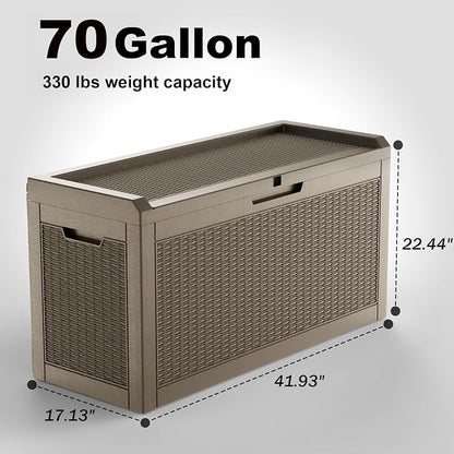 EasyUp 70 Gallon Deck Boxes Outdoor Waterproof, Resin Outside Storage Box - Image 5