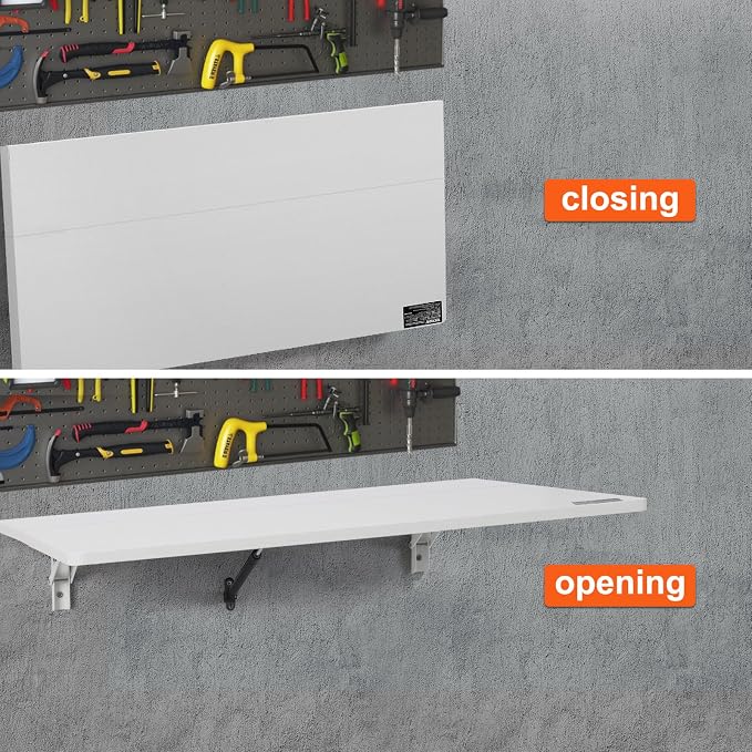 VEVOR Wall Mounted Folding Table, 31.5" x 23.6" Wall Mount Drop Leaf Table - Image 9