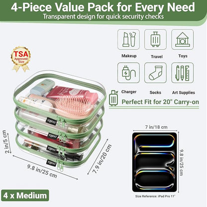 YQBRAO 4-Pack Clear Diaper Bag Organizer Pouches, 1.2mm Ultra-Thick PET Travel - Image 4