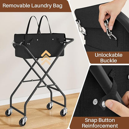 No-Bend Laundry Cart- Rolling Hamper - Image 8