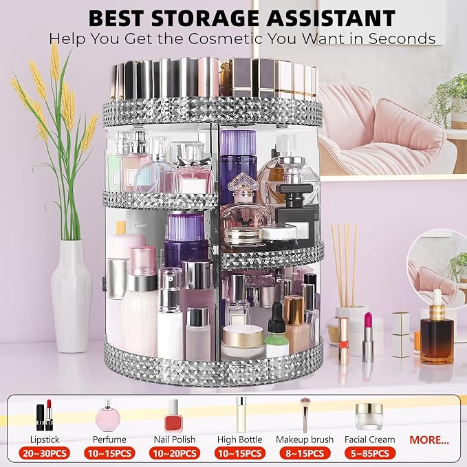 360 Degree Rotating Makeup Organizer, Extra Large Capacity Cosmetic Storage Unit - Image 8