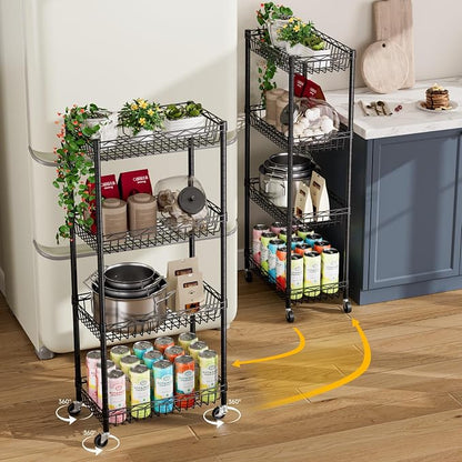 4 Tier Shelf Wire Shelving Unit Adjustable Storage Shelves Big Basket Rack - Image 4
