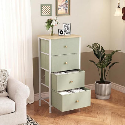 DUMOS Nightstand with 4 Drawers, Bedside Table with Removable Fabric Bins - Image 7