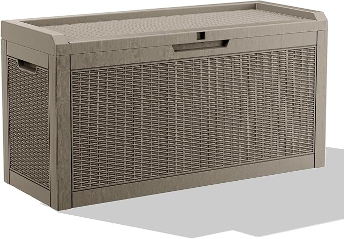DRATO 70 Gallon Outdoor Storage Box Waterproof, Lockable Resin Deck Box by DRATOprovidesawarmandcozy