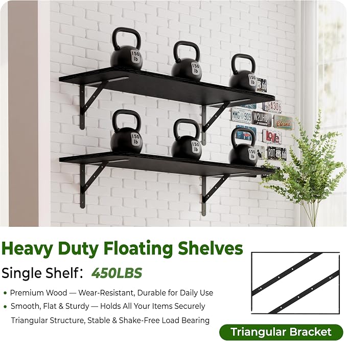 Dogsky 2-Pack Garage Storage Shelving Wall Mounted, 4x2Ft Heavy Duty Wood - Image 5
