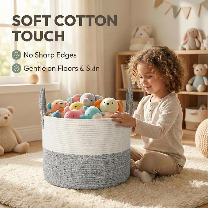JMvicyroam 115L Extra Large Machine Washable Cotton Rope Blanket Basket | - Image 4