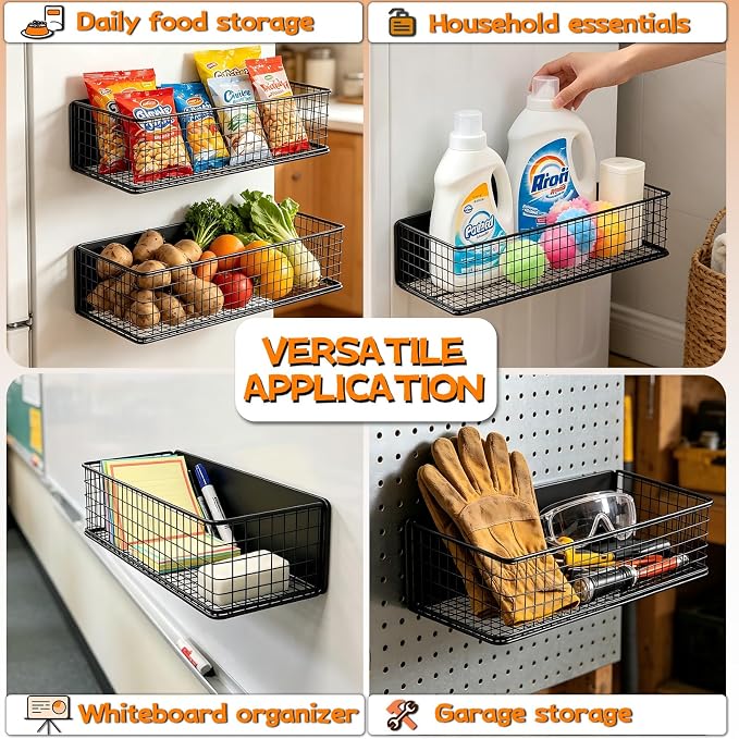 ULIBERMAGNET Magnetic Baskets Fridge Organizers, Large Capacity Metal Wire Mesh - Image 7