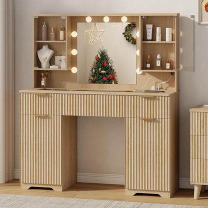 ONME Fluted Vanity Desk 47.2" by ONME