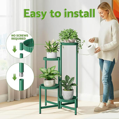 4-Tier Metal Plant Stand Indoor Outdoor, Corner Tall Plant Shelf - Image 6
