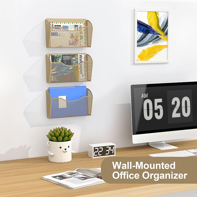 EasyPAG Wall File Organizer, Metal Mesh Hanging File Folder Holder - Image 3