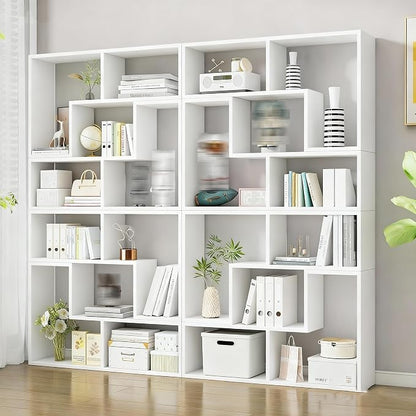 Expandable Bookcase with Adjustable Width, Wooden Room Divider Bookshelf by Unknown