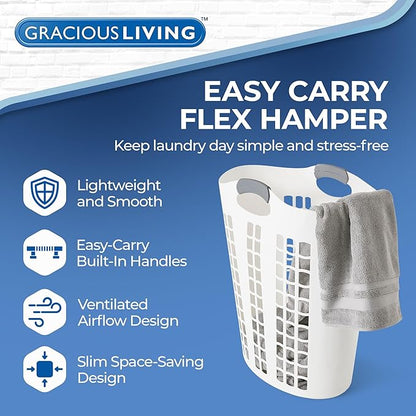 Gracious Living Laundry Basket, Easy Carry Flex Collapsible Hamper, 87.5 Liters - Image 3