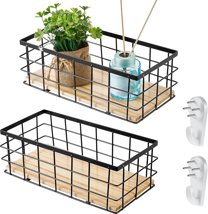 Funrous 2 Pcs Metal Small Wire Basket Wall Hanging Wire Basket Hang Small by Funrous