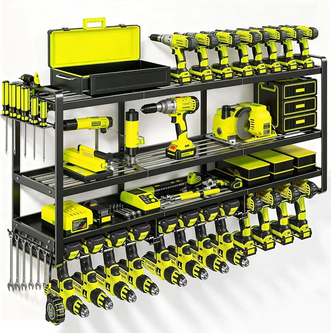 49" Heavy Duty Wall Mount Power Tool Organizer, 4-Tier Storage Rack by Unknown