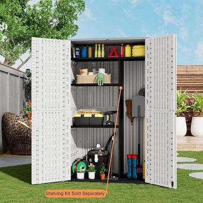 ZZM Resin Outdoor Storage Shed, 67 Cu.ft Vertical Resin Tool 4x6 FT Cabinet w/o - Image 2