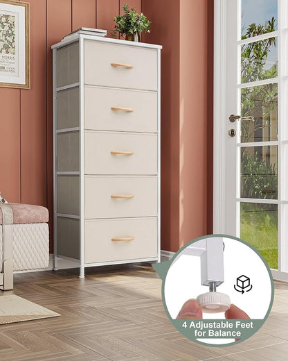 Tall Dresser Vertical Fabric Storage Tower Organizer, 5 Drawers | Sturdy Steel - Image 7