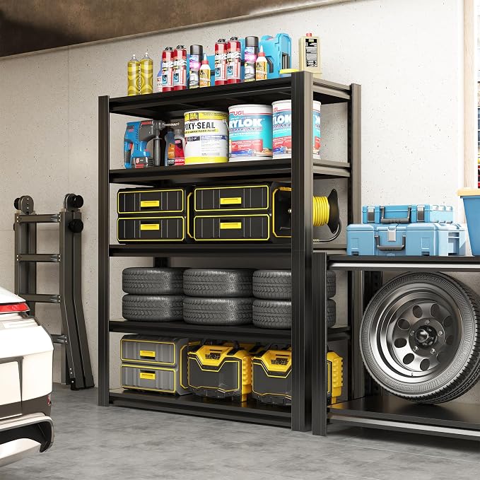 72" H Garage Shelving 2500 LBS Heavy Duty Storage Shelves, Adjustable 5 Tier - Image 2