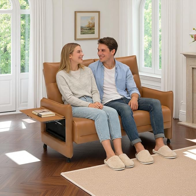 Faux Leather Loveseat, Upholstered Loveseat - Image 3