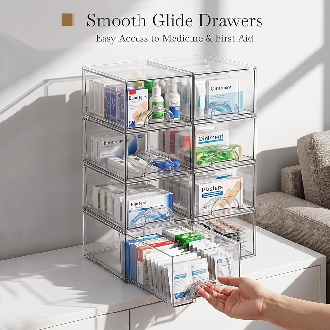 8 Pack Small Clear Stackable Acrylic Storage Boxes - Image 5