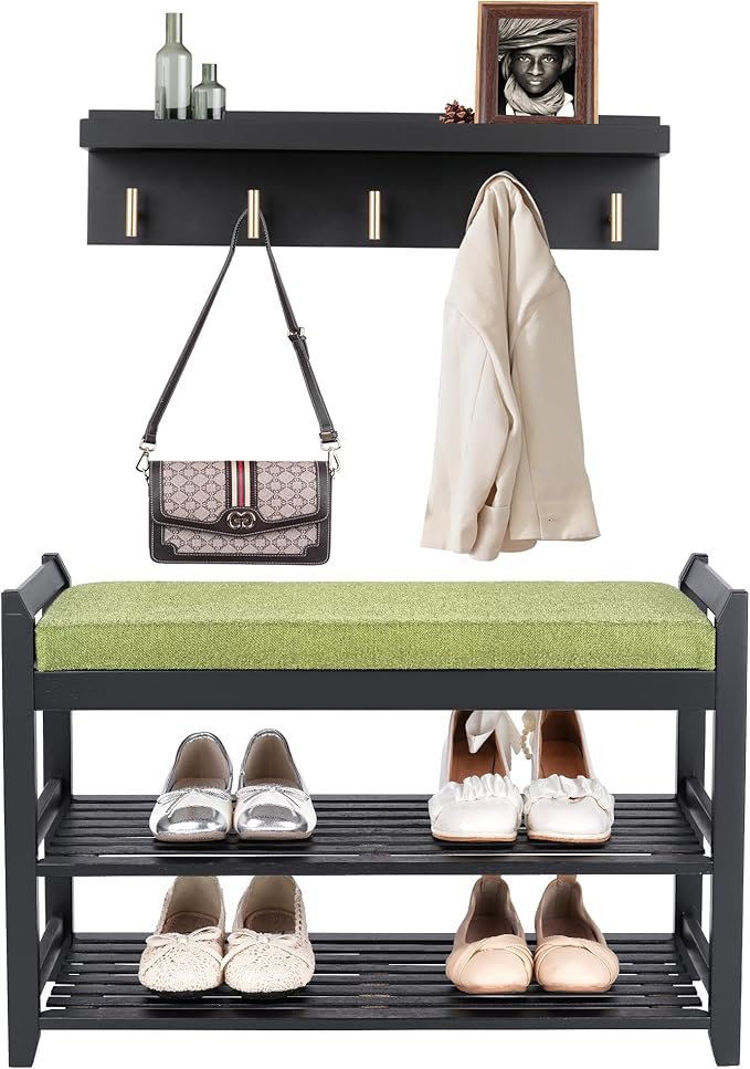 PETKABOO Shoe Rack for Front Door Entrance, 28” Entryway Bench by PETKABOO