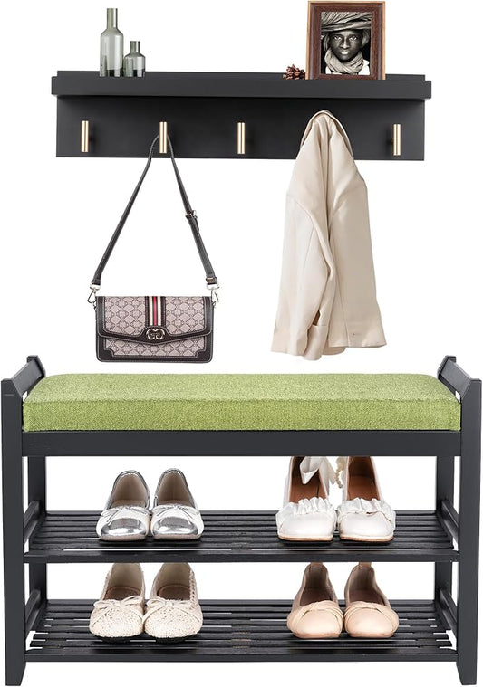 PETKABOO Shoe Rack for Front Door Entrance, 28” Entryway Bench by PETKABOO