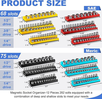 12 Pcs Magnetic Socket Organizer Set Compatible - Image 2