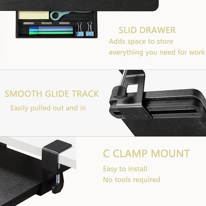 ETHU Keyboard Tray Under Desk, 26.77" X 11.81" Large Size Keyboard Tray - Image 3