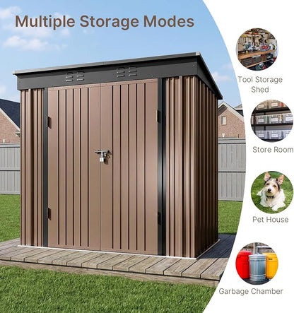 Gizoon 8' x 6' Outdoor Storage Shed, Lockable Doors and Ventilation - Image 6