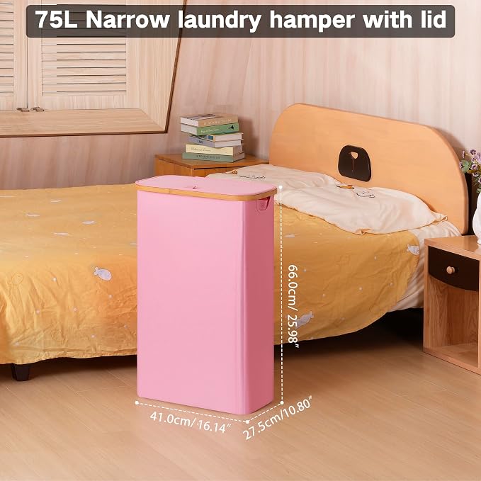iEGrow 75L Slim Laundry Hamper, Narrow Laundry Basket - Image 3