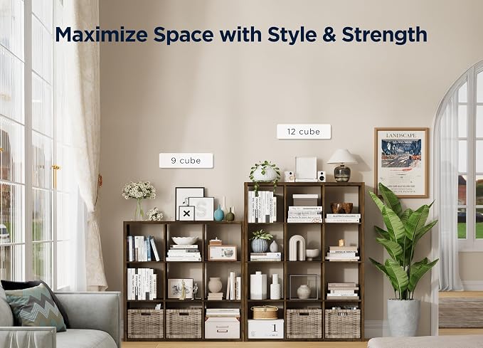 12-Cube Storage Organizer, Wooden Cube Shelf Bookcase - Image 5