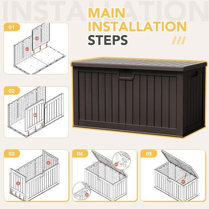 240 Gallon HDPE Deck Box Outdoor Indoor Waterproof Storage Box - Image 7